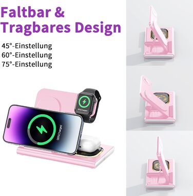 Бездротова зарядка Aimtel 3-в-1 з нічним світлом, сумісна з iPhone 17/17 Pro/17 Pro Max/17 Air та Apple Watch, для AirPods Pro