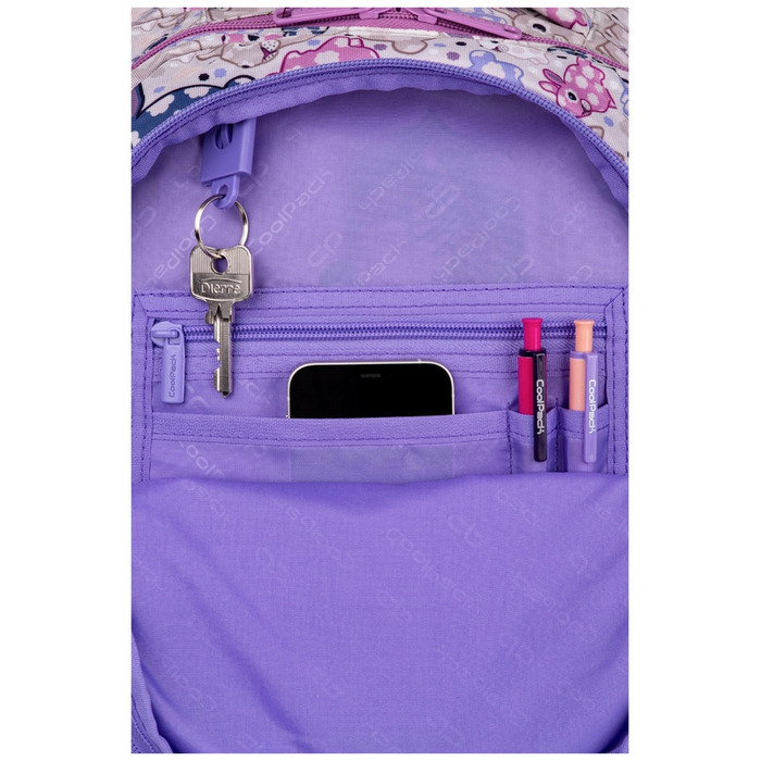 Великий багатокамерний шкільний рюкзак CoolPack (A4), білий багатоколірний