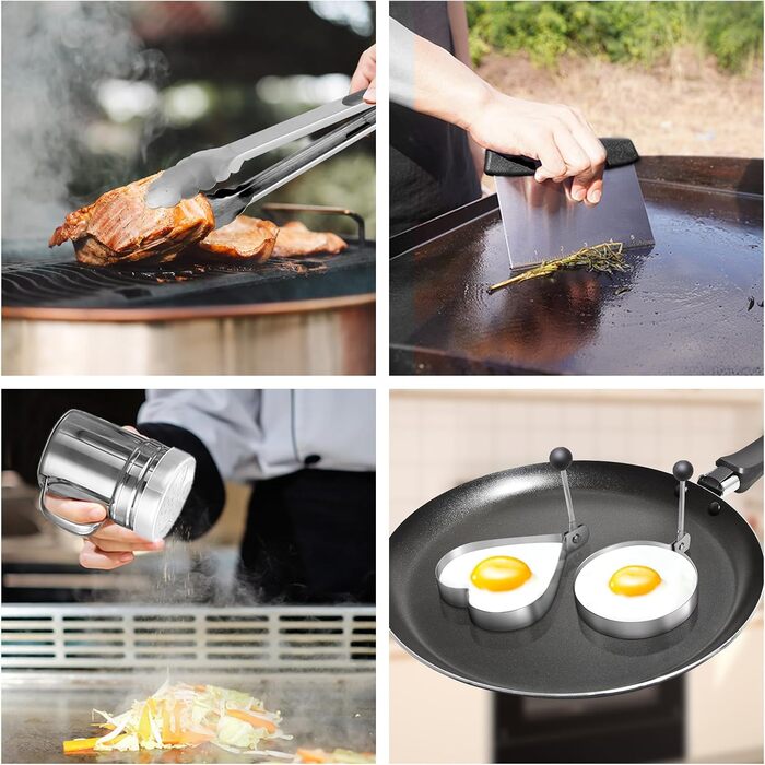 Набір гриль-посуду 19 предметів: аксесуари для гриля, BBQ, прес для бургерів, лопатка, дзвоник, аксесуари для тепаньякі та Blackstone Grill