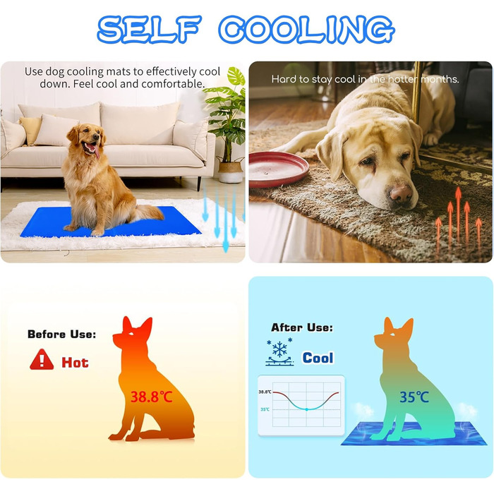 Килимок охолоджуючий для собак та котів, самоохолоджуючий, 65x50 см, з нетоксичним гелем