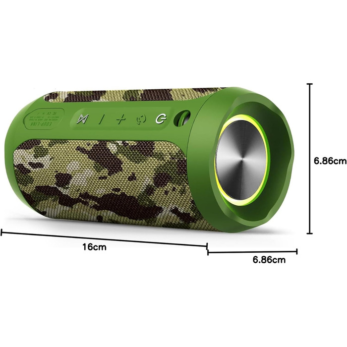 Портативна Bluetooth колонка Eduplink водонепроникна IPX7, бездротова, зелена (камуфляж)