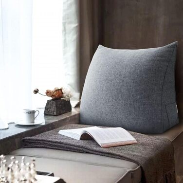 Підголовник для спини Johnear: трикутна подушка для ліжка, дивана, читання (сірий, 45x20x35 см)