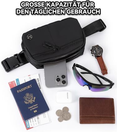 Гірчатка поясна 2L Mokze для чоловіків та жінок - стильна поясна сумка з регульованим ремінком, водонепроникна, для бігу, їзди на велосипеді, подорожей, темно-синій (чорний)