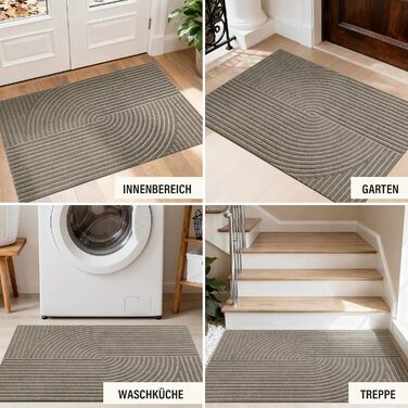 Привідний килимок FEOMOS 60x90 см для дому та вулиці, протиковзний вологопоглинаючий килим для вхідних дверей, коридору, балкона та кухні, бежевий, можна прати