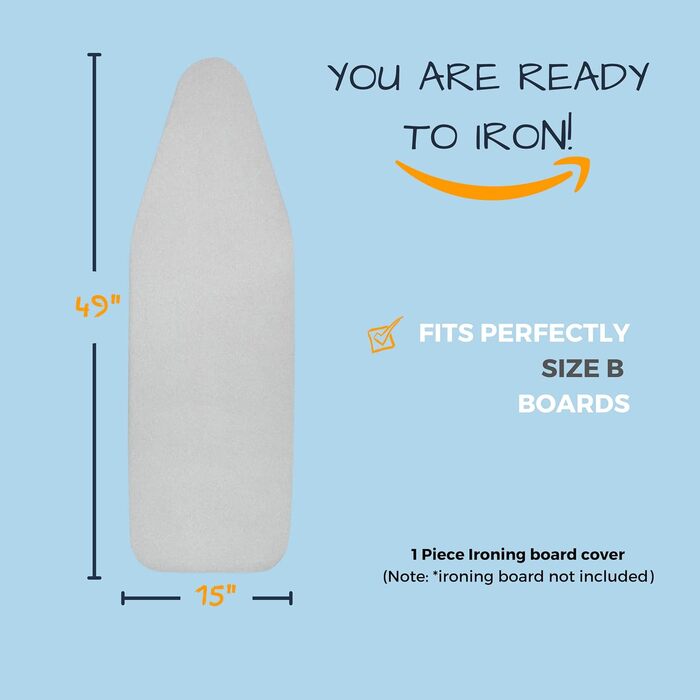 SAVUK Ironing Board Covers and Pad with Standard Size, Adjustable Elastic Edge, Heat Reflective, Fits Boards 130 x 40, 130 x 35 or 125 x 35, Cover Measurement 48 x 135 cm, Grey L 15