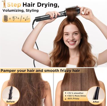 Айрстайлер 5 в 1: Іонний фен, плойка, щітка для об'єму, випрямляч, щітка-випрямляч. Швидке сушіння, об'єм, гладкість та блиск. Gunmetal