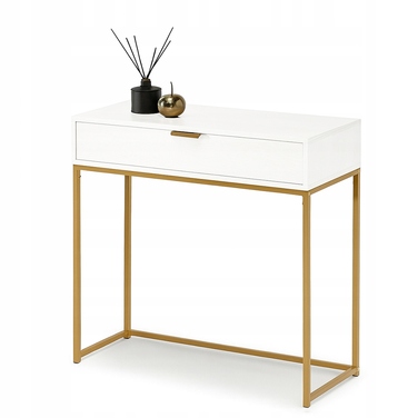 Консольний столик Mebel-Partner, білий/матовий золотий, 80 x 76,5 x 28 см