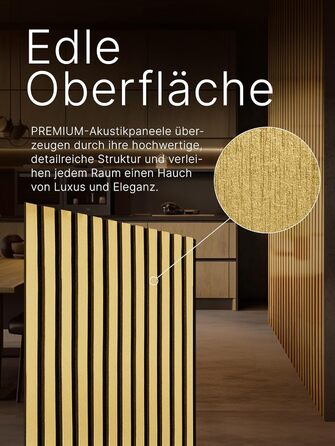 Акустичні настінні панелі з фетру Royal Gold 434, комплект 2 шт. (275x27 см), загальна площа 1,485 м²