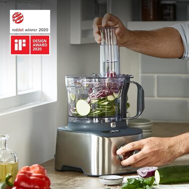 Кухонний комбайн Kenwood MultiPro Compact+ FDM316SS, 2,1 л, 800 Вт, з нержавіючої сталі, з вагами, 11 насадок, сріблястий