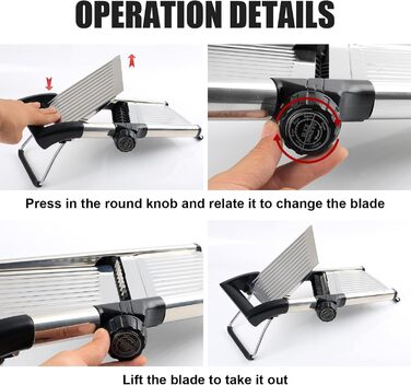 Набір для нарізання овочів з 4 лезами та захисними рукавичками - Mandoline з нержавіючої сталі для картоплі, салату, хот-поту, антиковзкий овочевий слайсер, Keto (з щіткою та ганчіркою).