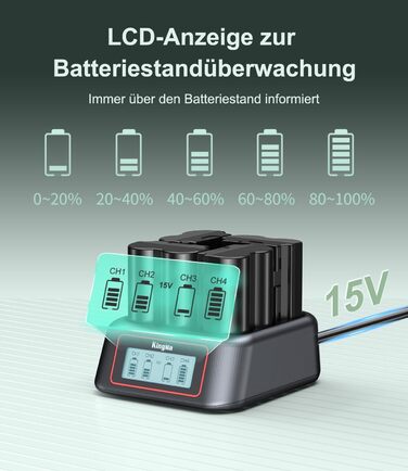 Зарядний пристрій King Ma для акумуляторів камер, 4-канальний, 45W PD, LED-дисплей, сумісний з Sony A7III/A7IV/A7RIII/A7RV/A7C/A7CII/A6700/A9/A9III/A1/ZV-E1/FX3/FX30 (NP-W235)