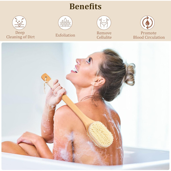 Щітка для спини Trockenbürste, масажна щітка для тіла, суха щітка для лімфодренажу, душова щітка, скрабер для тіла