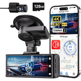 Відеореєстратор REDTIGER 4K STARVIS 2 з двома камерами, сенсорний екран 3.18