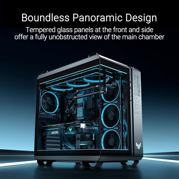 Корпус для ПК ASUS TUF GAMING GT502 Horizon TG ARGB Black - двокамерний, з 4 RGB вентиляторами, USB Type-C, чорний