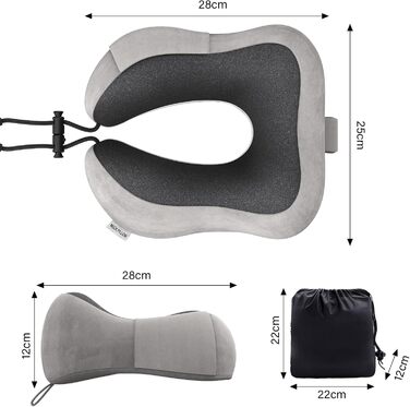 Подушка для шиї Sender Reisekissen з Memory Foam - зручна для подорожей літаком, потягом, авто. Сірого кольору.