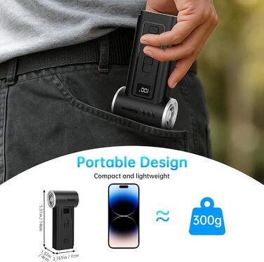 HERBYD 2-в-1 Електричний Пилосос-Обдув 180000 об/хв з Акумулятором 8000mAh та Цифровим Дисплеєм для Комп'ютера, Клавіатури, Дому та Автомобіля