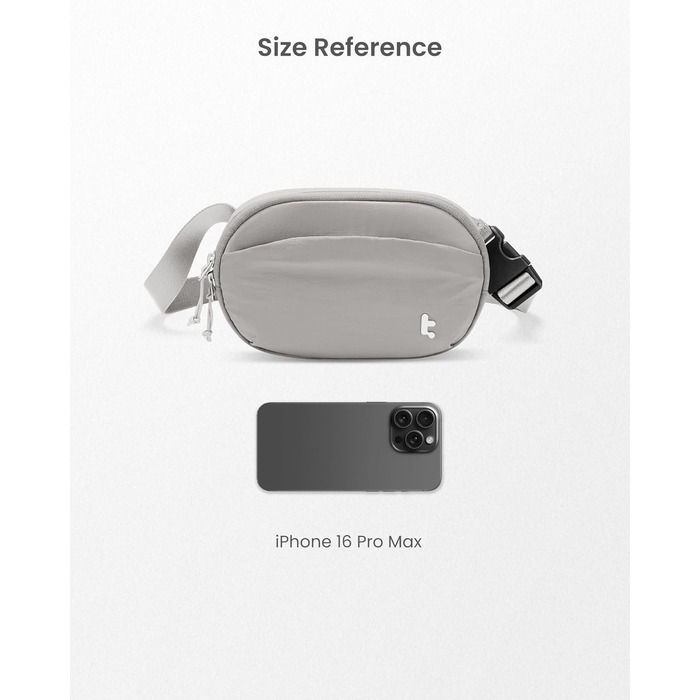 tomtoc жіноча поясна сумка-слінг з RFID захистом, 1.5 л, для подорожей, повсякденного використання, фестивалів, спорту, туризму, зелена (сіра)