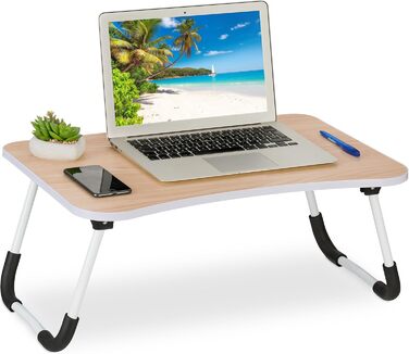 Столик для ноутбука Relaxdays на ліжко/диван, 26 x 63 x 40 см, розкладний, MDF, метал, натуральний колір