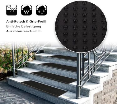 Rubber Threshold Ramps - Non-Slip Transition Mats for Indoor/Outdoor Use - 5 Piece Set - Various Designs - 25x75cm (Santiago)