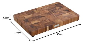 Zassenhaus Hackblock | 45cm x 30cm x 4.5cm | Sustainable Acacia Wood Forehead Block | Dark Brown | Kitchen Wood Board | Solid Cutting Board for Chopping and Slicing Fruit, Vegetables, Meat and More
