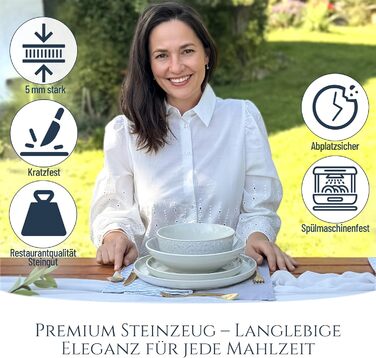 Набір посуду Steingut Ibiza 48 предметів на 12 осіб (бежевий) - Pure Living