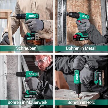 Акумуляторний ударний дриль-шуруповерт DCA 20V, 40 Нм, 13 мм, 22500 уд./хв, 18+1+1, комплект з 14 біт для бетону, металу, дерева