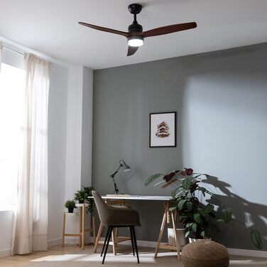 Стельовий вентилятор з підсвічуванням Cecotec EnergySilence Aero 5275 DarkWood 40W, 52 дюйми, DC мотор, пульт, LED, таймер, режими зима/літо, регульована висота, чорний колір