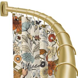 Вигнута штанга для душової завіси YNL, 89-203 см, золота, кругла, нержавіюча сталь, для ванної кімнати та ванни, регульована, розширювана, антикорозійна