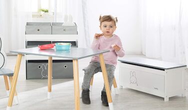Дитяча іграшкова скриня зі зручною кришкою roba Miffy з дерева, біла лавка-скриня для зберігання іграшок у дитячу кімнату для хлопчиків і дівчаток