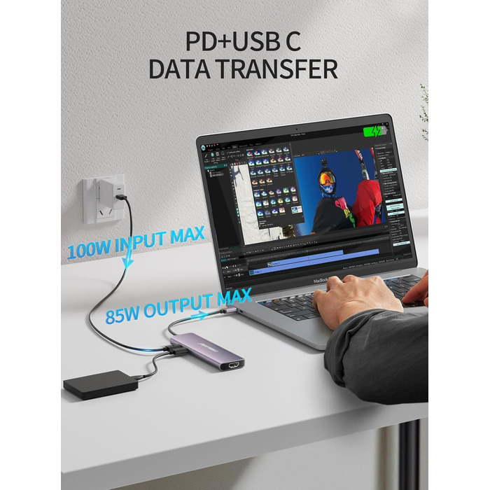 Док-станція Lemorele Upgrade 2025: USB-C/A, 10Gbps, 3 монітори, 14 в 1, HDMI 4K, Ethernet, USB 3.2/2.0, VGA, Type-C 3.1, PD 100W, Audio, SD/TF, для Windows, MacBook (фіолетовий)