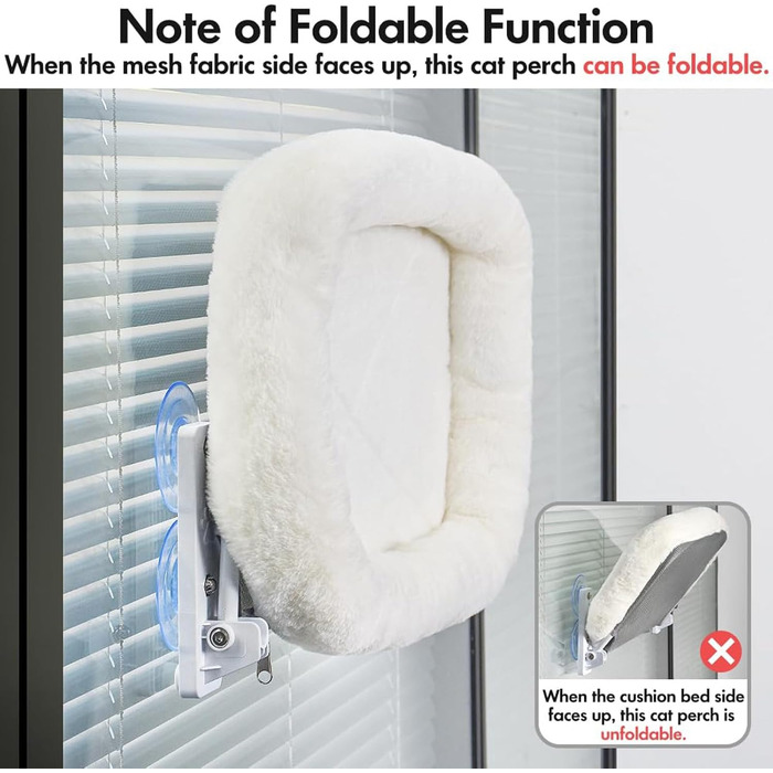 Крісло-гамак для котів на вікно 60x30 см, розкладне, сірий (білий, 30x60 см), до 18 кг