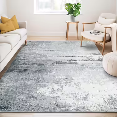 Guchuang Bedding Rug Living Room 160x230cm, Gray-Green Rug Vintage Melange Distressed Design Short Pile Rug, Washable Non-Slip Rug for Bedroom Gray 160x230cm