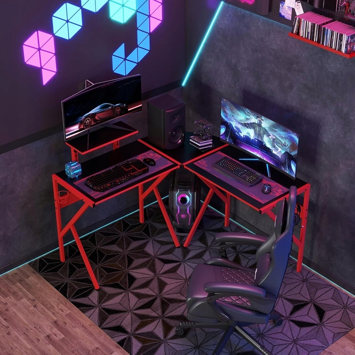 Великий кутовий ігровий стіл RED, 125 x 75 x 125 см