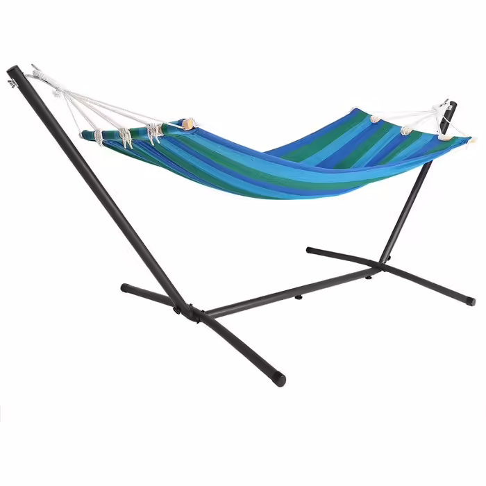 DETEX® Hammock with Stand - Durable, Robust, Portable, Outdoor Hammock, Travel Hammock, Camping Hammock, Garden, Balcony, Blue