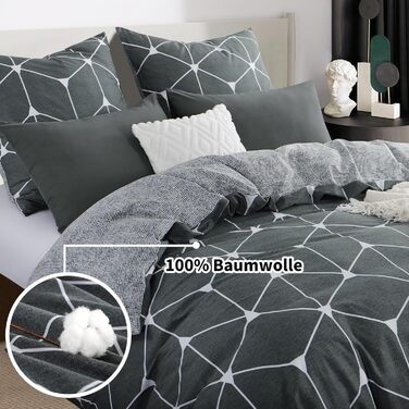 Комплект постільної білизни RUIKASI 135x200 см, 4-х частинний, бавовна, сірий з геометричним малюнком
