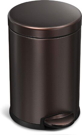 Сміттєвий відер-педаль simplehuman CW1853CB круглий, 4.5 л, для ванної кімнати, офісу та спальні, Темна бронза