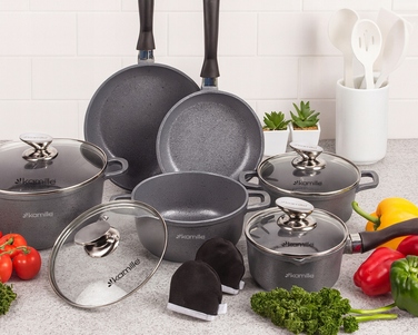 Набір кастрюль та сковорідок Kamille, 10 предметів, для індукційних та газових плит