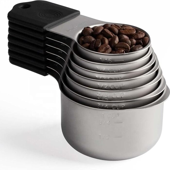 15-Piece Measuring Cup and Spoon Set, 7 Stackable Stainless Steel Measuring Cups, 8 Double-Sided Magnetic Measuring Spoons with 1 Leveler, Kitchen Gadgets for Cooking and Baking