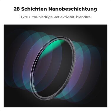 Фільтр ND K&F Concept ND1000 (10 Stop) з магнітним кріпленням, 52mm, з кришкою об'єктива