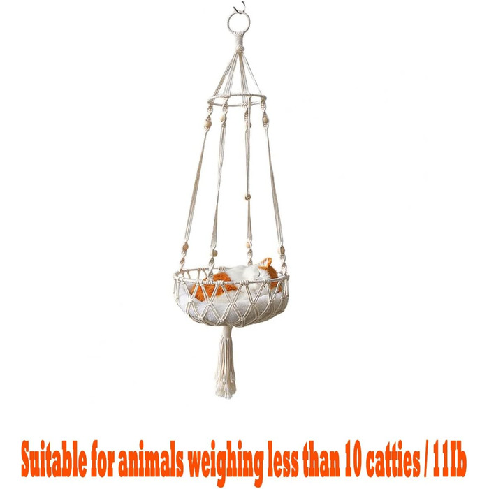 Гамак для кота Макramee ручної роботи, підвісний, для дому, внутрішнє вікно