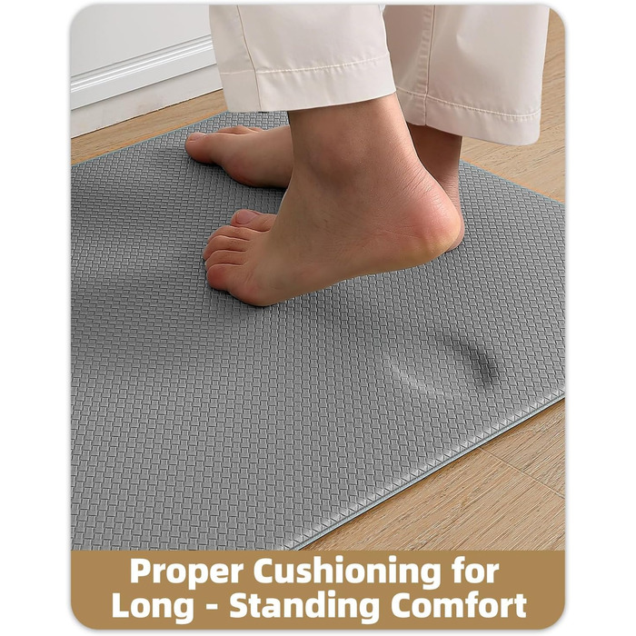 Килимок для кухні COLOR&GEOMETRY 44x150 см, неслизький, з ПВХ, водо- та олієстійкий, з гумовою основою. Підходить для кухні, пральні, коридору (сірий)