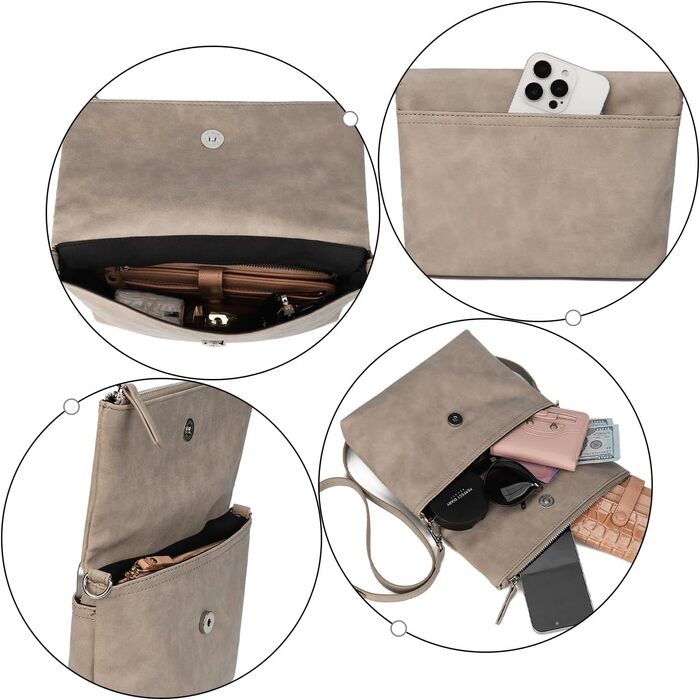 Сумка жіноча Gladdon через плече, шкіряна крос-боді, Taupe (бежевий)