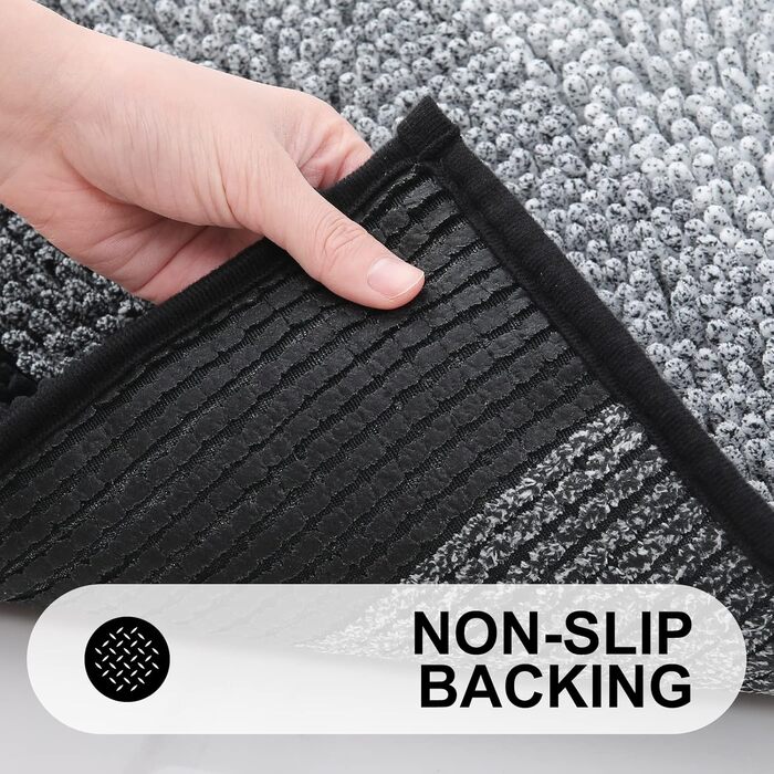 Килимок для ванної кімнати Homaxy з м'якого велюру, неслизький, швидковисихаючий, 40x60 см / 50x60 см (U-подібний), чорний
