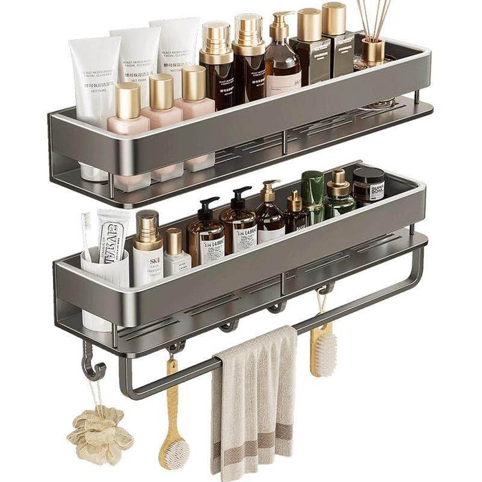 Двостороння кутова поличка для душу FOLAI 30 см (2 шт.) з нержавіючої сталі, без свердління, для зберігання шампуню та інших аксесуарів