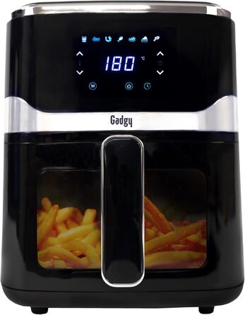 Фритюрниця без олії Gadgy 5L з цифровим дисплеєм та скляним вікном - Airfryer з антипригарним покриттям, 1400W, регулювання температури 80-200°C