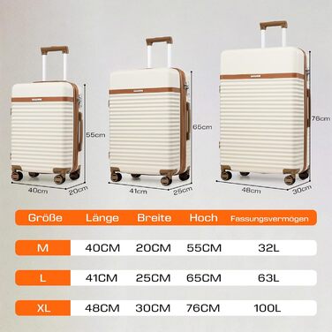 Набір валіз Joyway з ABS-пластику, розширюваний, на 4 колесах, з TSA-замком. Включає: 1 велика сумка, 1 косметичка (білий, M)