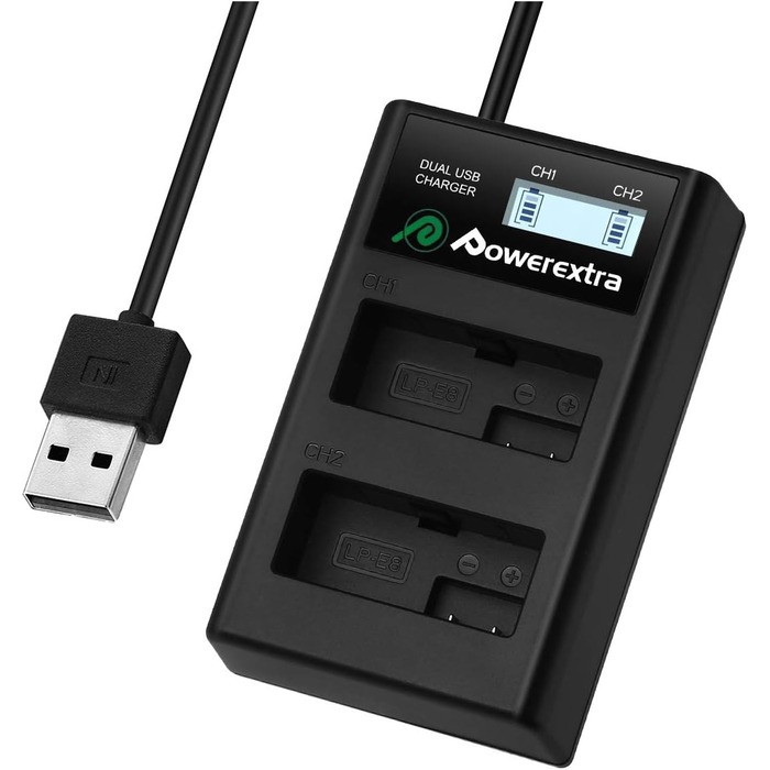 Зарядний пристрій Powerextra LCD для акумулятора LP-E8 Canon EOS 550D 600D 650D 700D