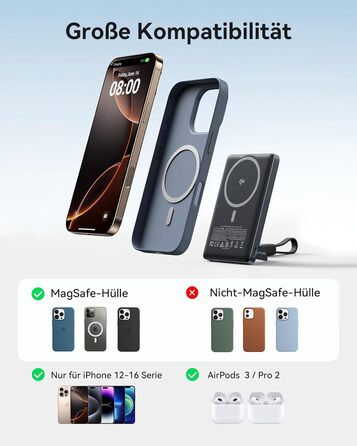 Power Bank INIU Magsafe 20W з ключовим ланцюжком та підставкою, 5000mAh (блакитний)