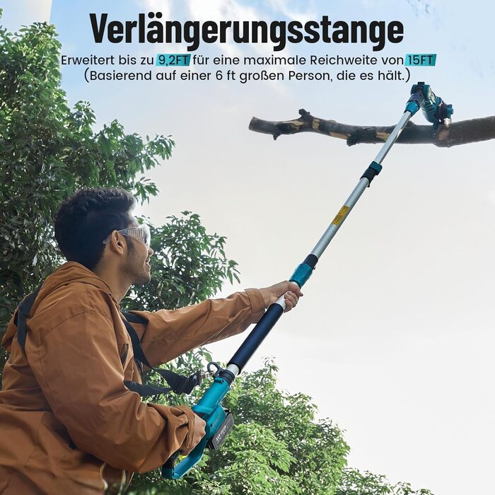SEESII Безщіткова міні-пилка 6 дюймів, ручна акумуляторна пилка з 2 * 4000 mAh акумуляторами, одноручна пилка з автоматичним змащенням, сумісна з акумулятором Makita 18V, електрична пилка для дерева, гілок 6 дюймів Безщіткова (8&10 дюймовий високий за