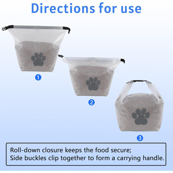 Сумка для зберігання корму для тварин, 2 шт., складана, BPA-free, харчова, для домашніх тварин, зберігає свіжість, для кемпінгу, перевезення, подорожей, прозора